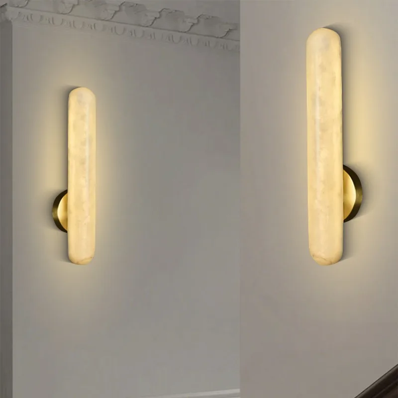 

Modern style natural marble wall lamp, villa living room background wall lamp, light luxury minimalist hotel aisle lamp