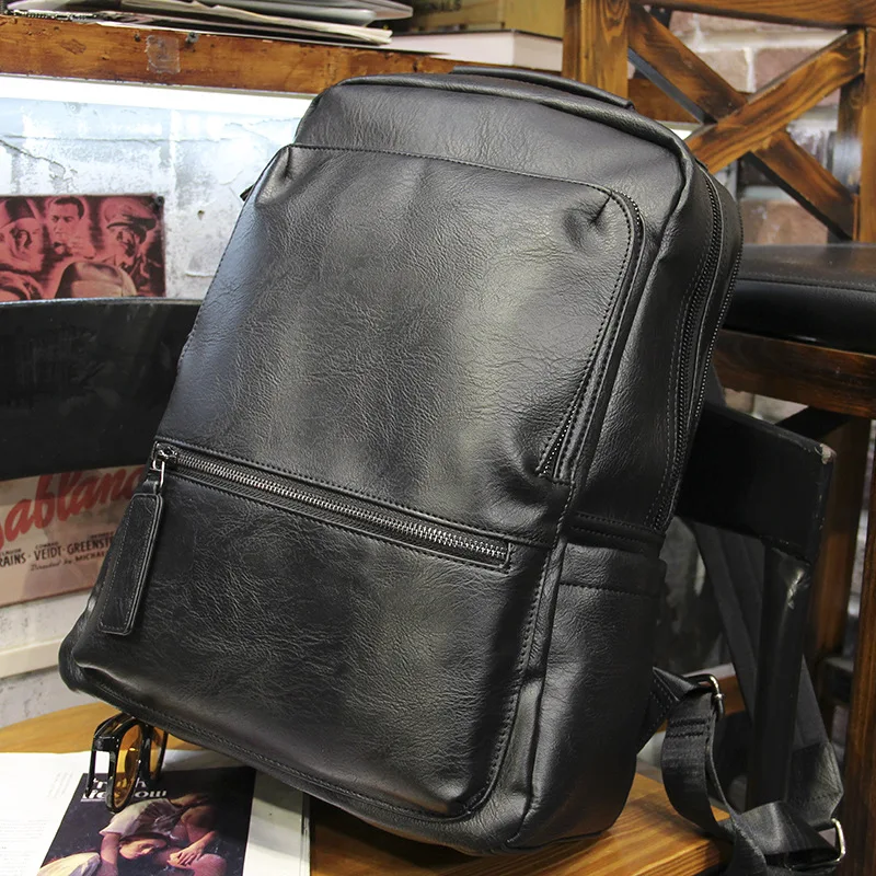 PU Leather Laptop Backpack for Men, Business Casual Shoulder Bag