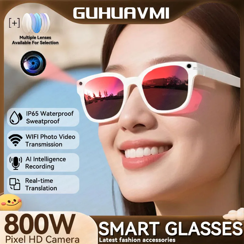 

New 800W Pixel HD Camere Smart Glasses Women Take Photo And Video 270mAH Battery AI Recording Voice Assistant AI Glasses Ladies