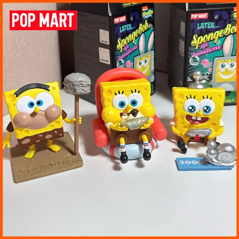 POPMART Life Transition Series SpongeBob Figurine Blind Box Desktop Ornament Home Decorations Dolls Model Mystery Box Gift view 2
