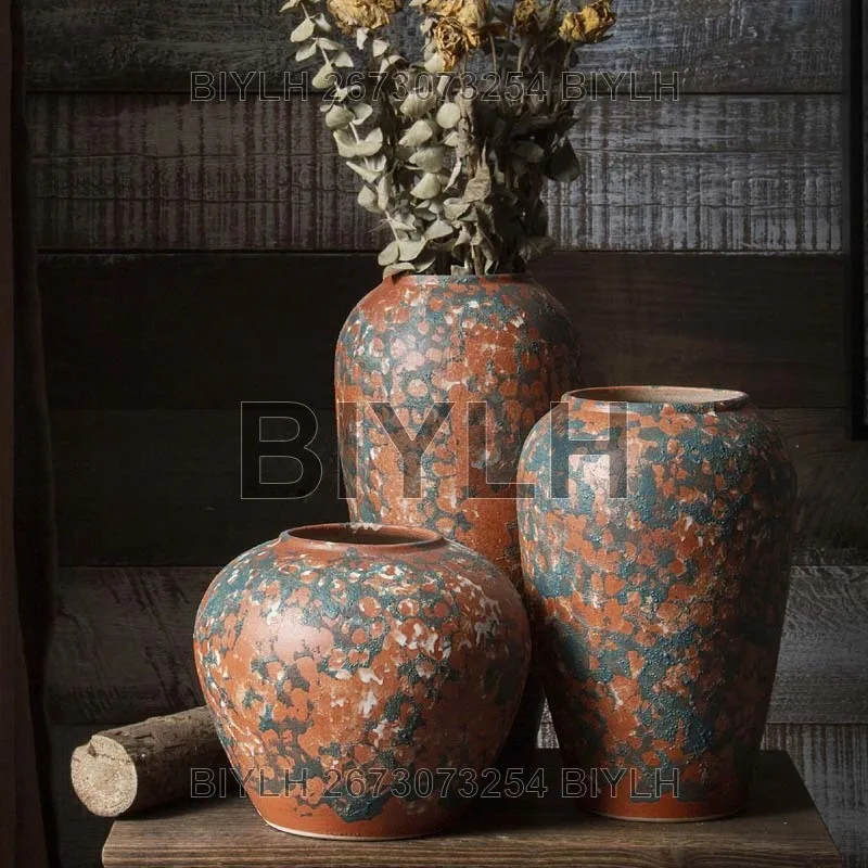 

Retro Ceramic Vase Hydroponic Flowerpot Zen Flower Arrangement Home Decoration Living Room Bedroom Desktop Ornament Accessories