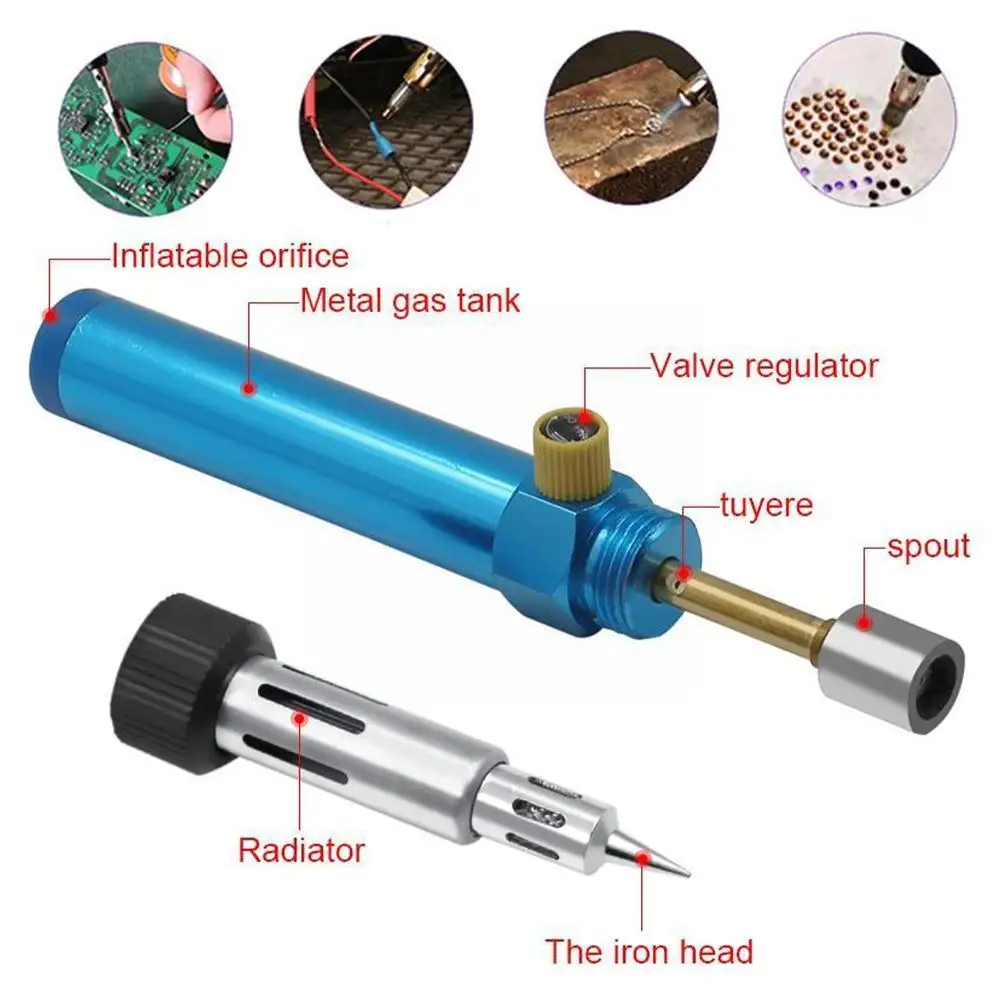 Portable Gas Soldering Iron 1300c Butane 4-In-1 Flame Welding And Gun Tool Control With Pen Blow Torch Cordless Temperature D3T9