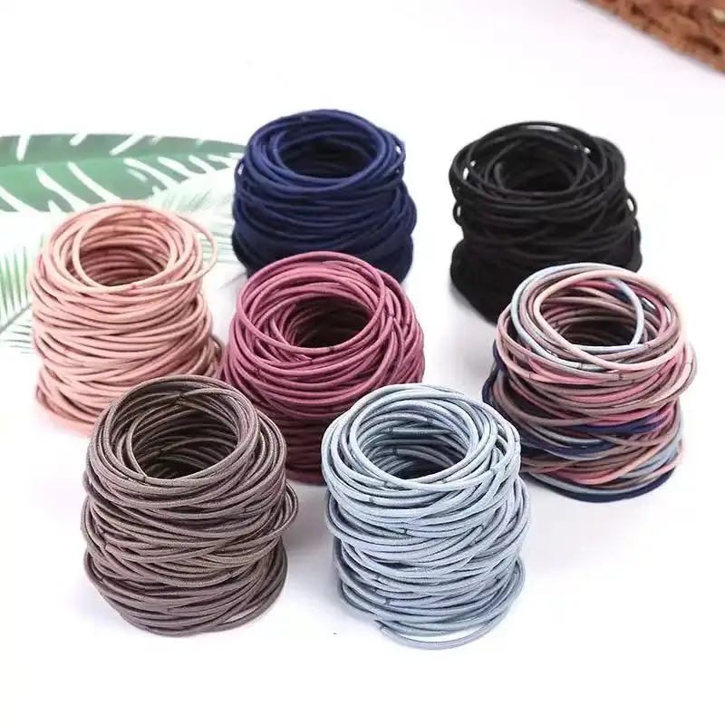 100PCS Women Elastic Hair Band Scrunchie Ponytail Holder Headwear Rubber Bands Girls Headband Hair Accessories FS-008