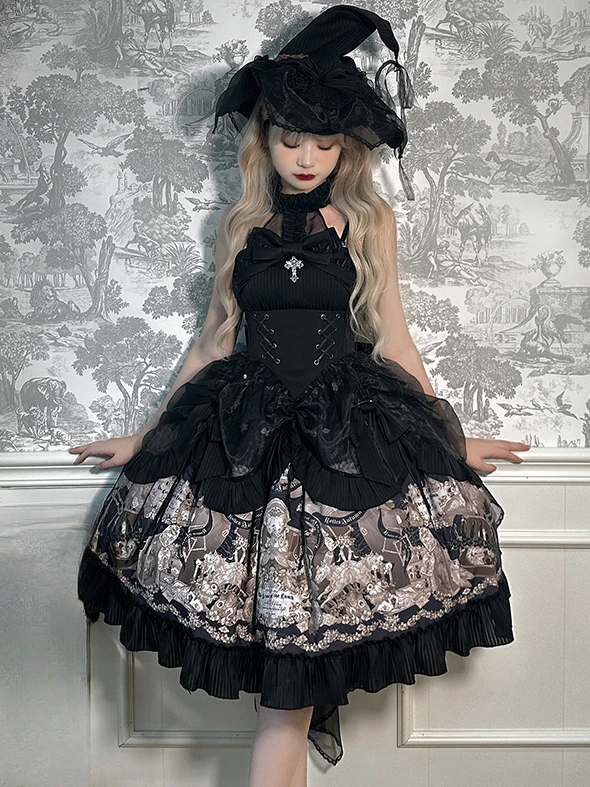 

Doll mystery ~ Gothic Lolita big bow drawstring hanging neck dress by Alice girl