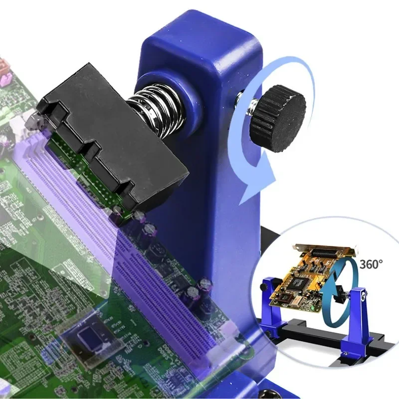 ALLSOME 0-200mm 360 ° Rotation Printed Circuit Board Jig Soldering Assembly Stand Adjustable PCB Holder Clamp Repair Tools