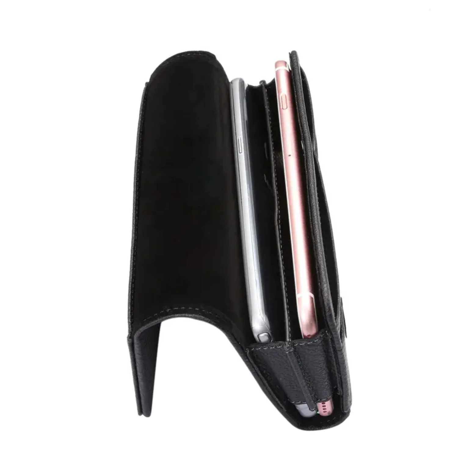 Included in this stylish, convenient, and durable men's universal PU leather cell phone holster with clip waist bag wallet is a