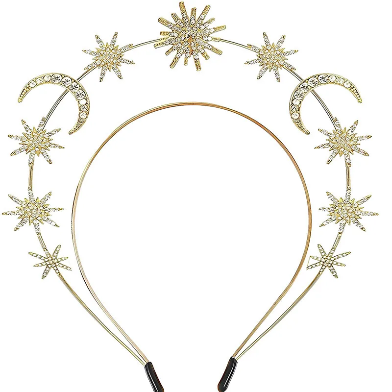 ZANLLOY Fashion Metal Moon And Stars Handmade DIY Design Hairband Bridal Crown Wedding Headdress Jewelry