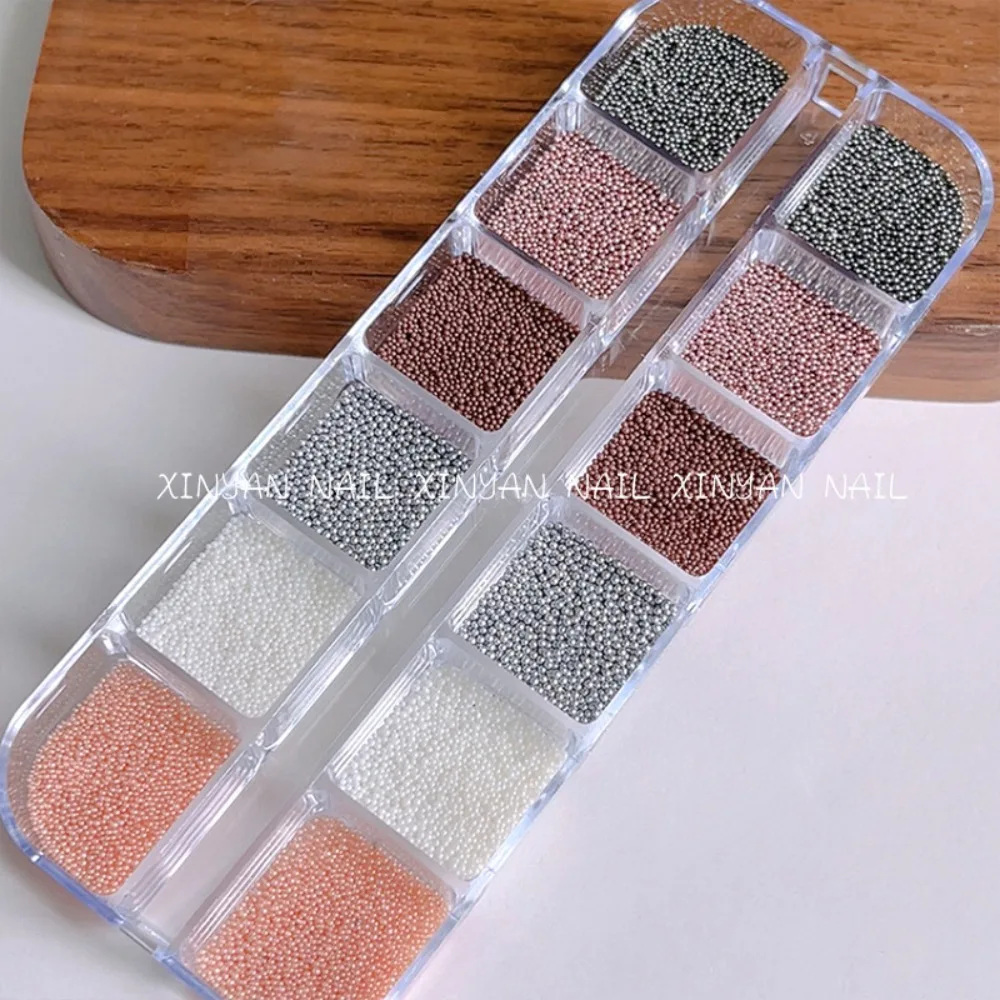 New Vintage Mini Beads Nail Charms Round Colorful Dopamine Nail Art Decorations Metal Micro Steel Balls For DIY Manicure Nails