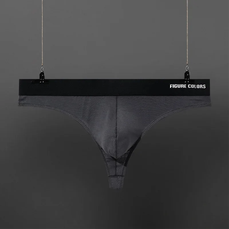 Mens Thong Modal Soft U Convex Pouch Underwear Enhance T-Back Low Waist Underpants Bikini Slip Homme Jockstrap Lingerie