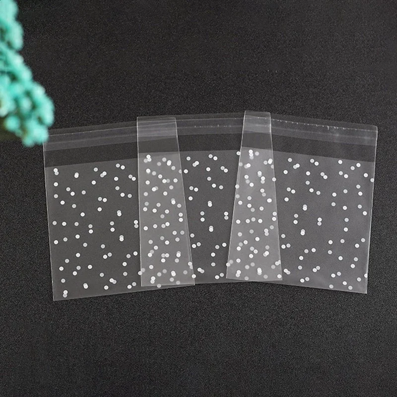 

100pcsplastictransparent With Dots Packaging Cellophane Candy Cookie Gift Self-adhesive Bags Party Candy Wrapping Bags