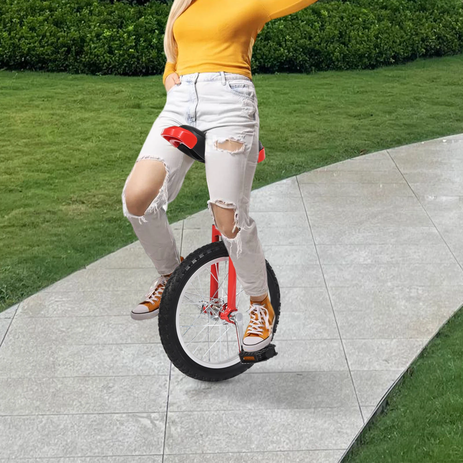 

Red Height-Adjustable Unicycle, Sturdy One-Wheel Bike for Outdoor Use, Easy to Balance & Ride