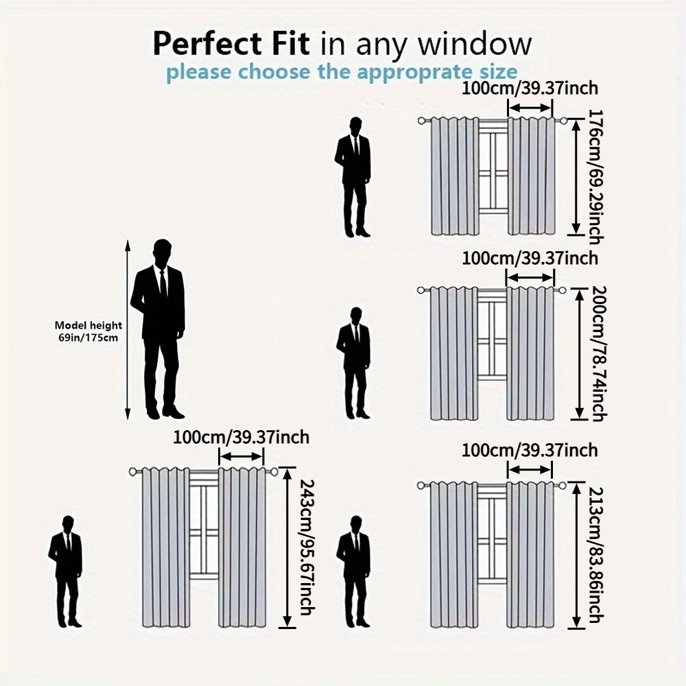 2Pcs Semi Sheer Privacy Curtain Panels, Dual Installation Options: Hooks & Grommet Top for Easy Mounting, Soft Fabric for Gentle