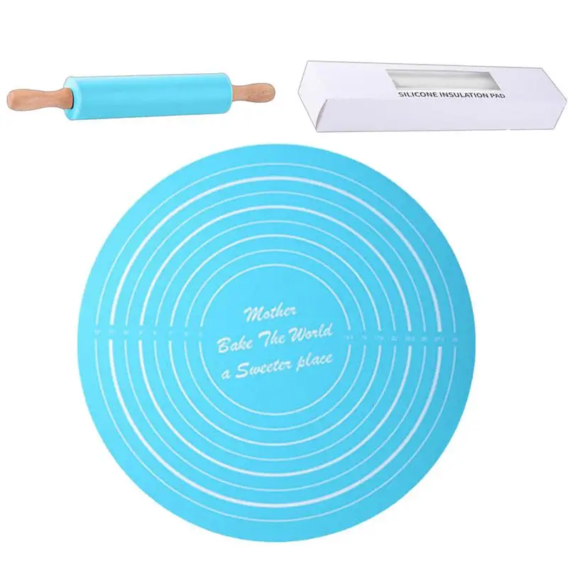 Silicone Rolling Pin And Baking Mat Nonstick Pin Dough Rollers Professional Dough Rolling Pins Set For Fondant Pasta Dough