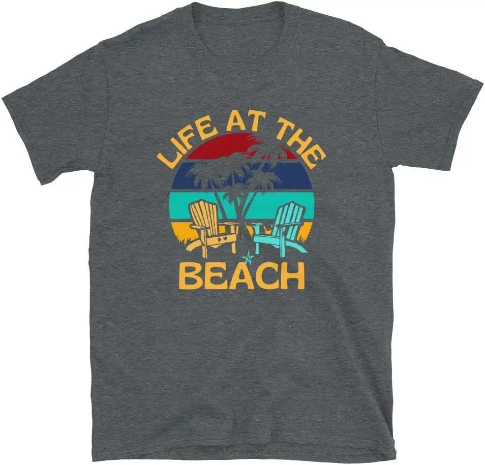 Life on the beach Relaxing Palm Tree unisex T-shirt Women's summer short  Casual cotton New arrival fashion couple