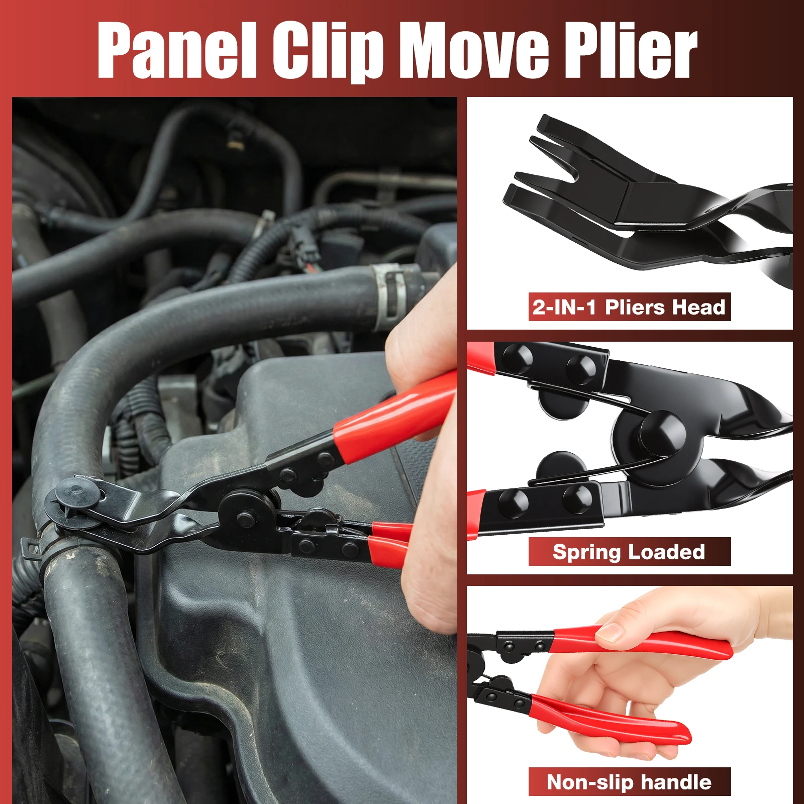 4Pcs Auto Clip Removal Pliers Set Labor Saving Car Panel Clip Remover Tool with Auto Rebound Heavy Duty Stainless Steel