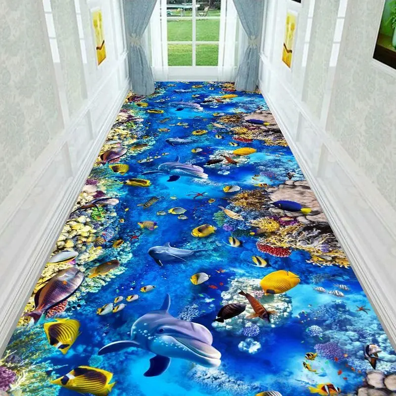 Modern Fresh 3D Style Corridor Carpet Large Living Room Bedroom Anti Slip Washable Long Runners Kitchen Easy Cleaning Aisle Rug