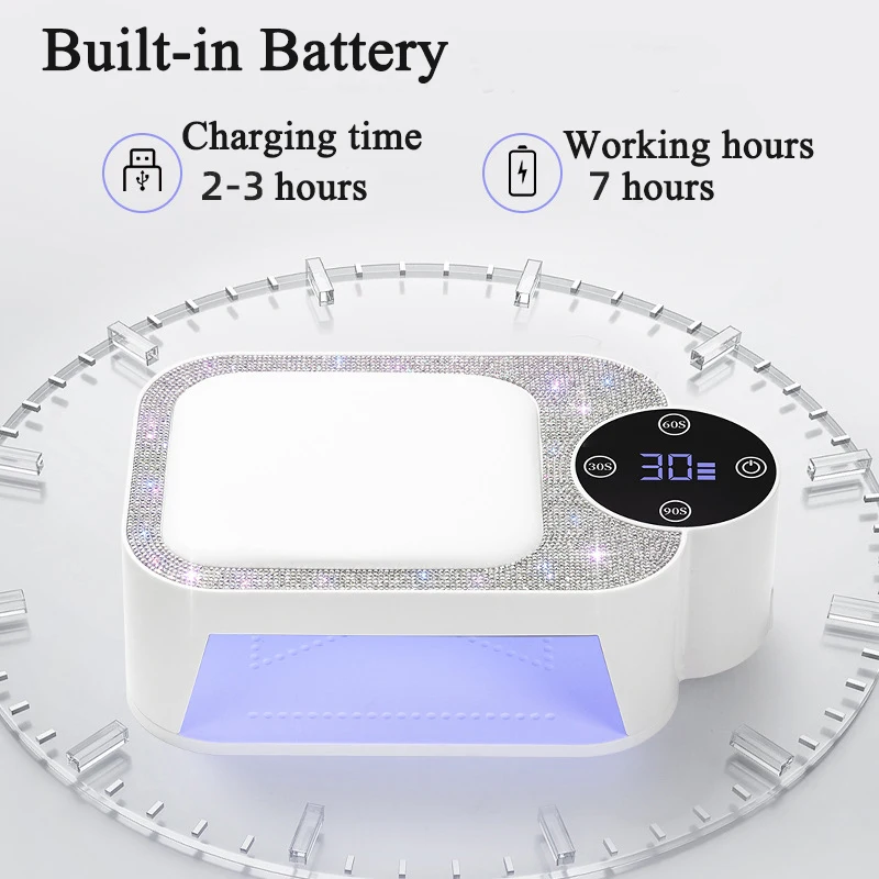 Lampada per unghie ricaricabile con cuscino per le mani Lampada da forno a LED ad asciugatura rapida Lampada UV Illuminazione per asciuga unghie UV