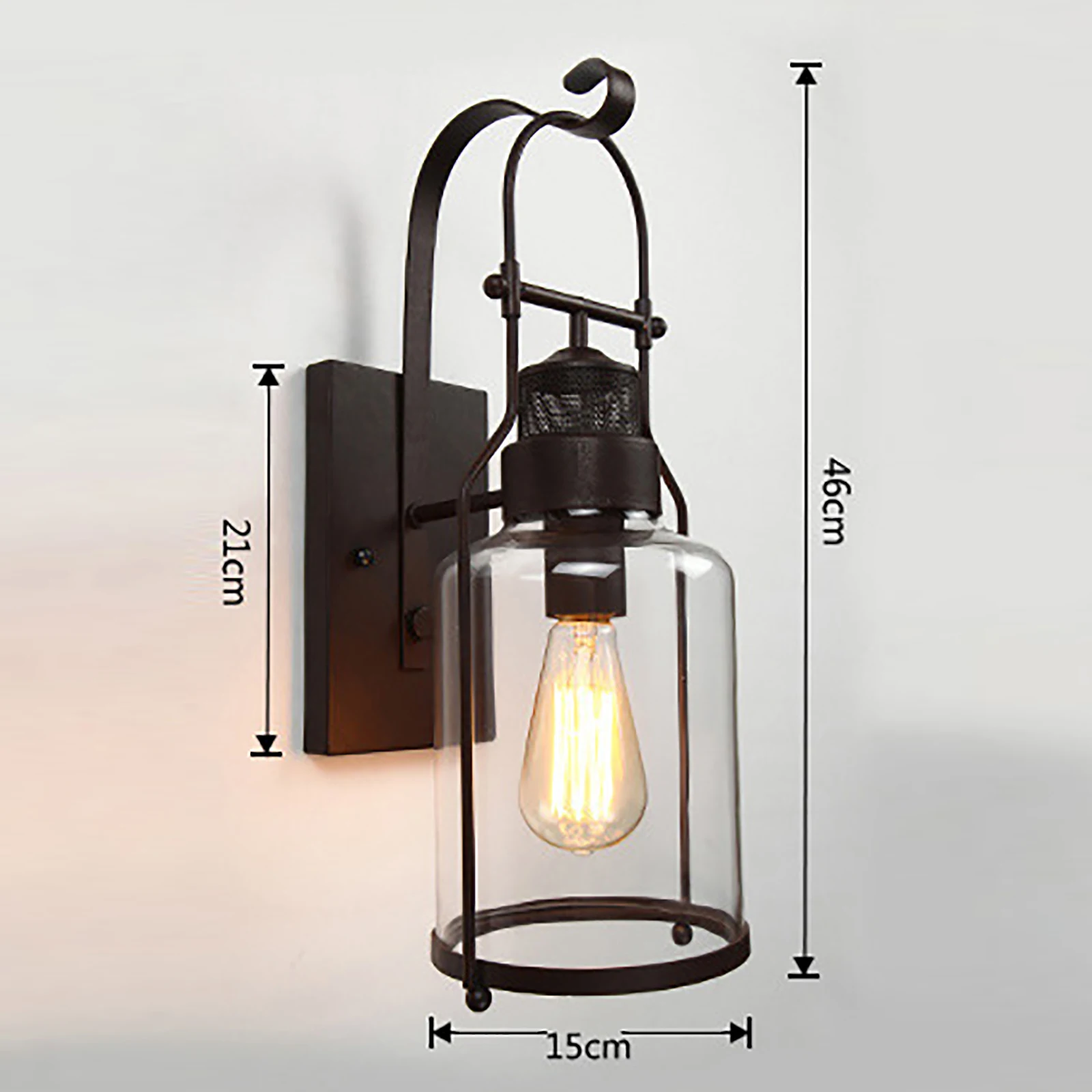 American Retro Industrial Wind Glass Wall Lamp Creative Iron Simplistic Wall Light Indoors Aisle Cafe Bar Decor Lighting Fixture