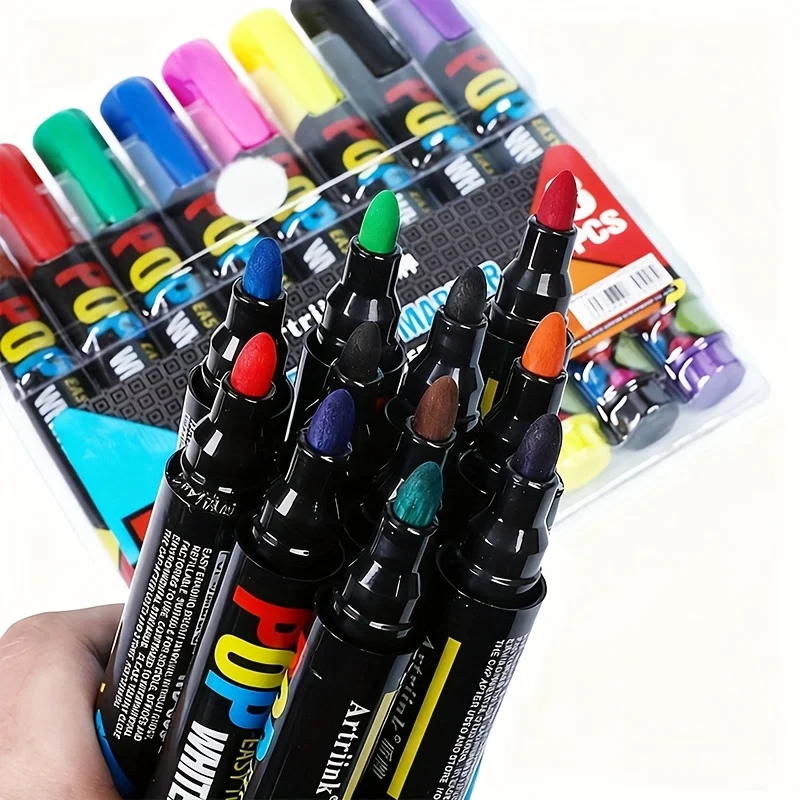 1/2 Set of 8 Easy-To-Erase, Washable Whiteboard Markers, Easy to Erase and Write Smoothly, Refillable Whiteboard Pens in 8 Colors for Teacher Office Teaching Use