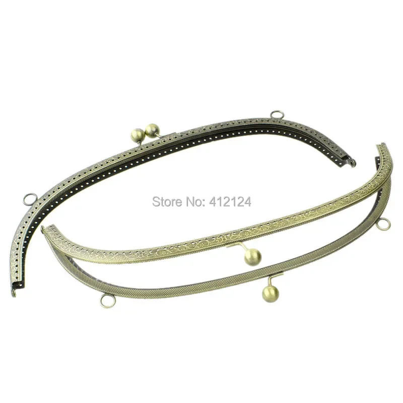 15Pcs Metal Frame Kiss Clasp Lock Purse Bag Handbag Handle Bronze Tone 28.5x11.5cm