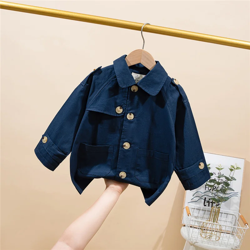 Boys Windbreaker Jackets Girls Mid-length Trench Coats Fashion Kids Single-breasted Cardigan Overcoats Children Clothes 2-6 Year