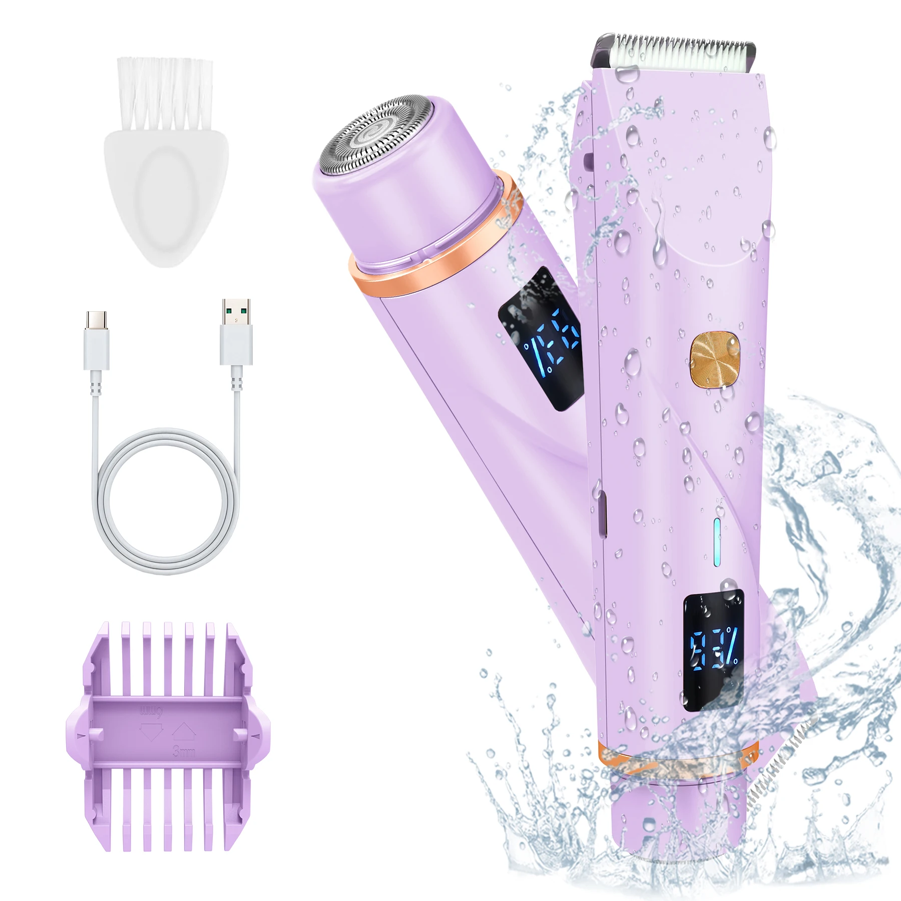 2-in-1 Electric Razors Rechargeable Cordless LCD Digital Display Hair Removal Device pilator & Shaver Full Body Painless