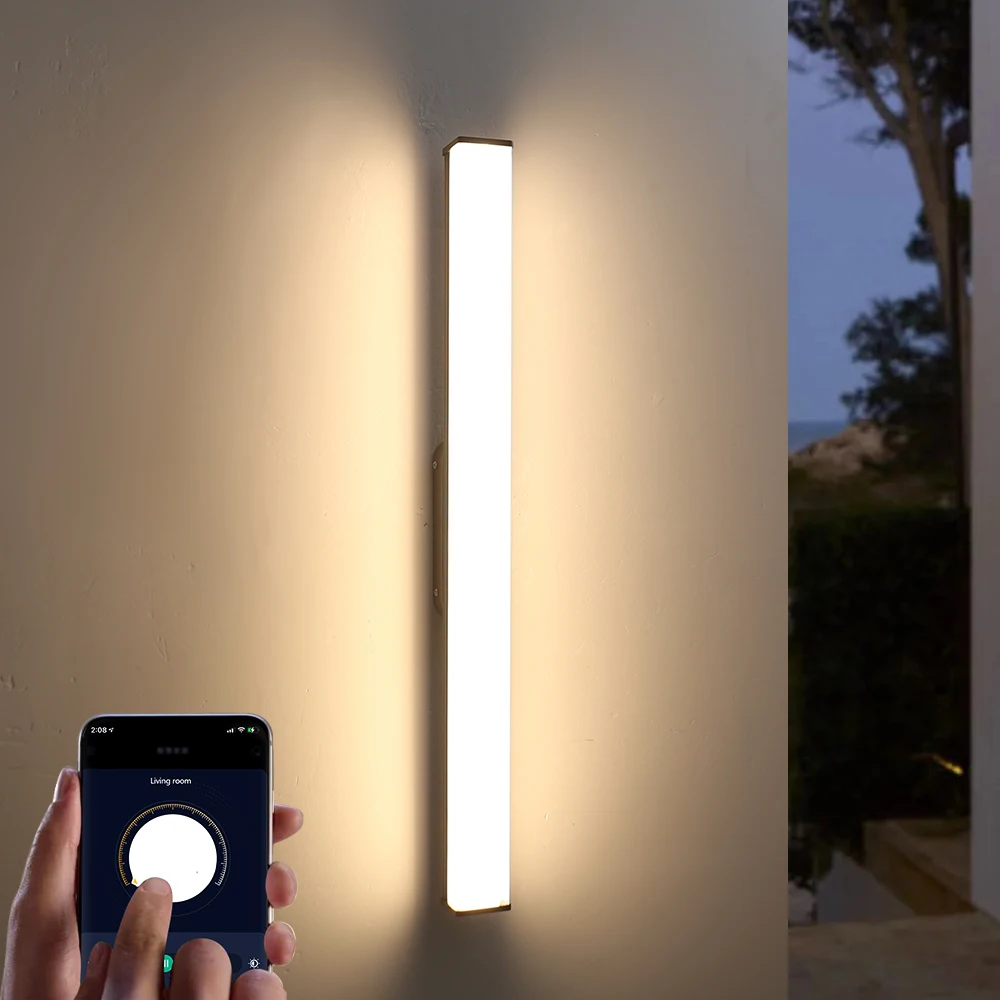 

LED Wall Light Sconce Bedroom Bedside Lighting Lamps Remote Control Smart Brightness Adjustment Long Strip LED Outdoor Wall Lamp