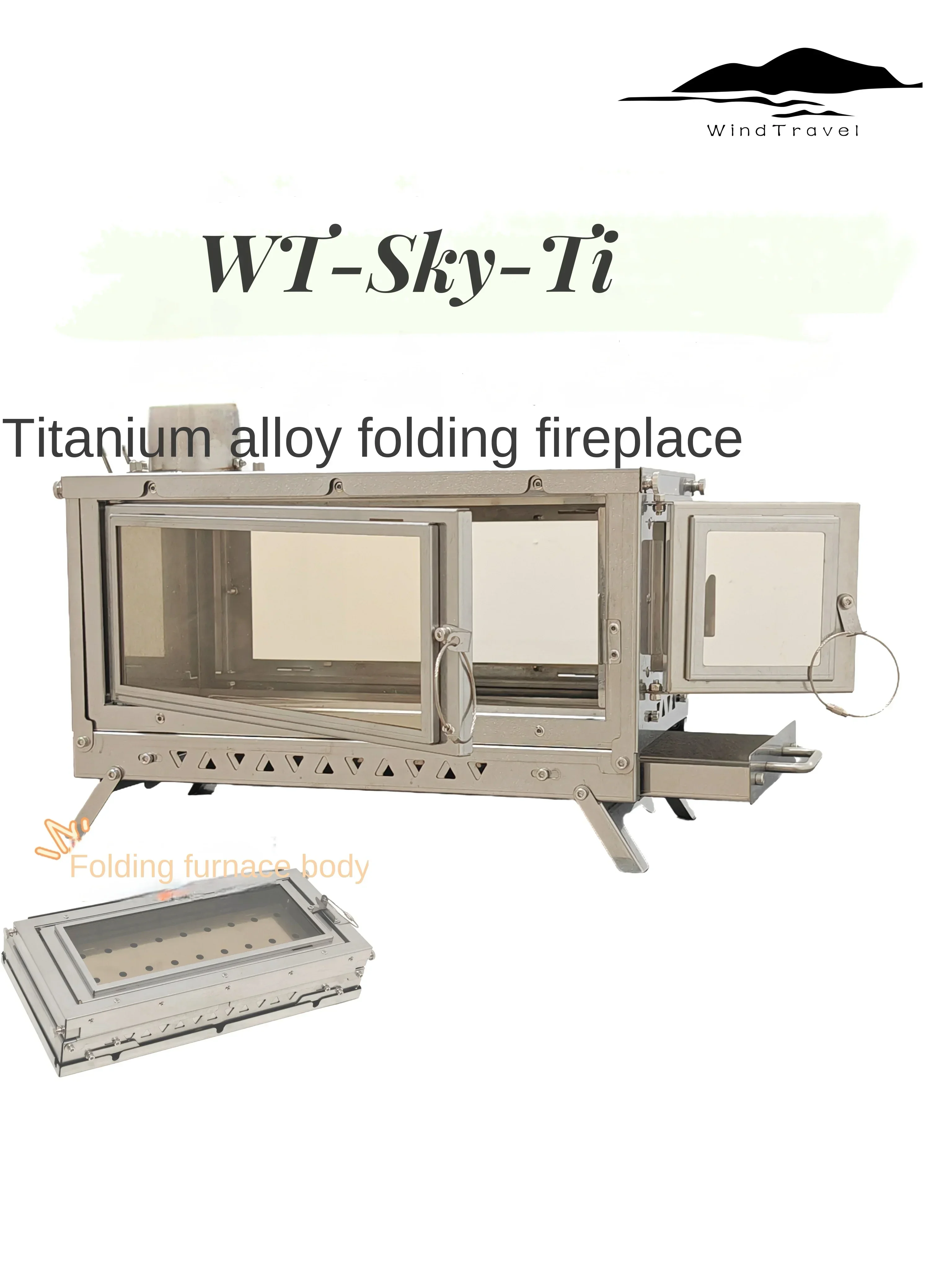 WT-Sky-Ti-Cheminée Pliante en Alliage pour Personnes Âgées, Chauffage de Camping en Plein Air, Prise d'Air Secondaire