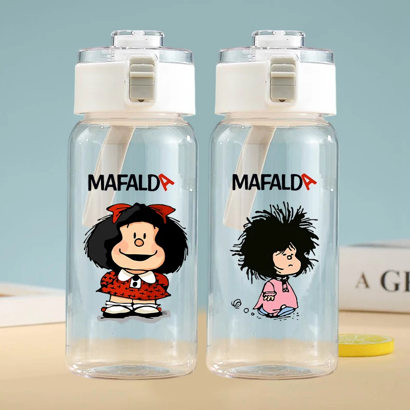 

Mafalda Transparent Water Bottle for Men Women Anime Cartoon Printed Fashion Cups Students Portable Sports Water Cup Kids Gifts
