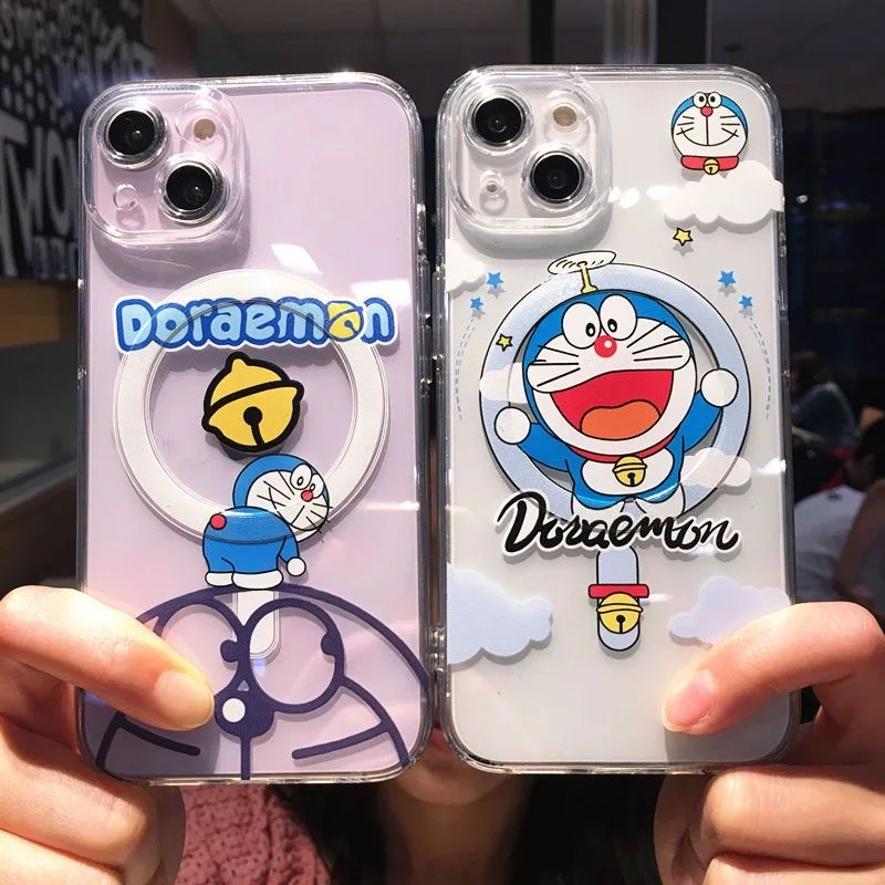 Hot Anime Cute D-Doraemon Magsafe Magnetic Phone Case for iPhone 16 15 14 13 12 11 8 7 Plus Pro Max X XR XSMax Soft Clear Cover