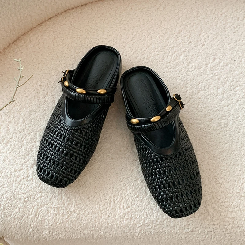 女性織りスリッパフラットミュールシューズ新しいサンダル夏 2 - Women'S Shoes In Size 12 のレビューと価格