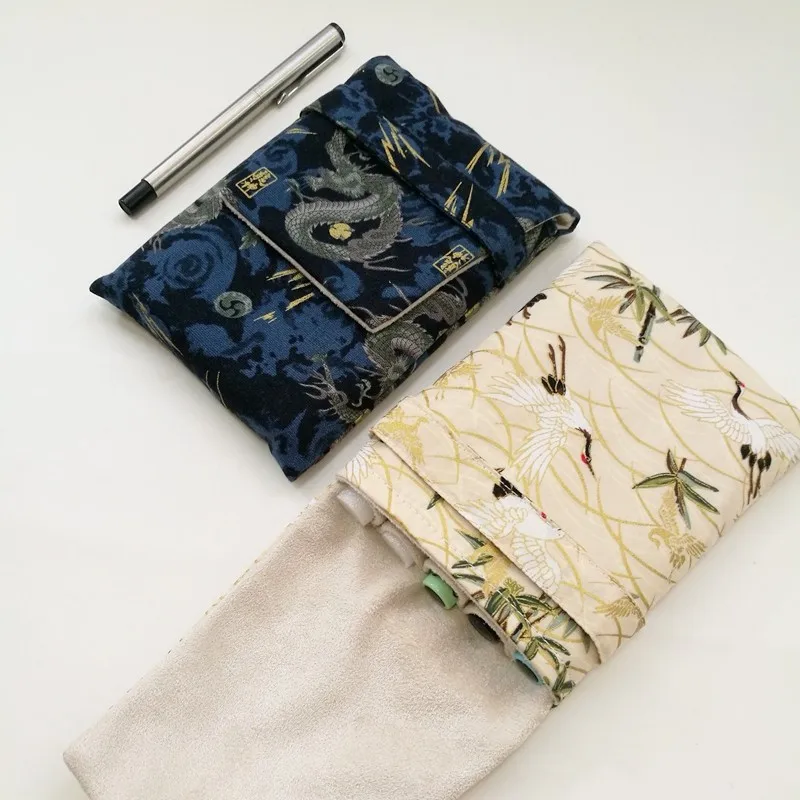 High-quality Chinese-style Fabric 5-holes Pen Case With Multiple Holes, Portable Stationery Storage Bag
