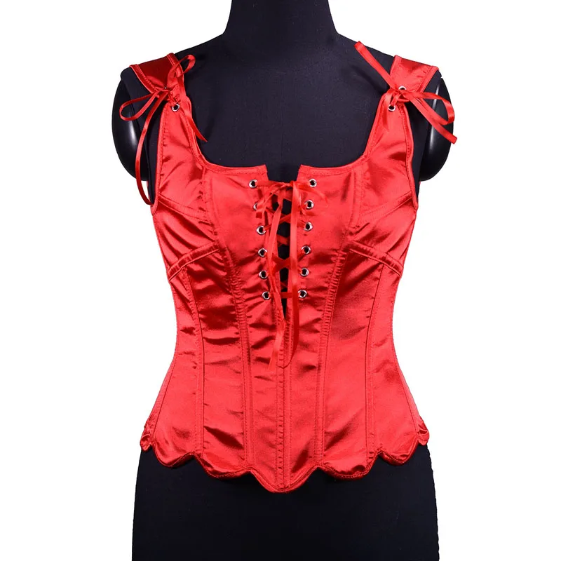 

Fashion Overbust Corset Tops for Women Lace Up Satin Corsets and Bustiers with Shoulder Strap Slimming Body Shaper Lingerie