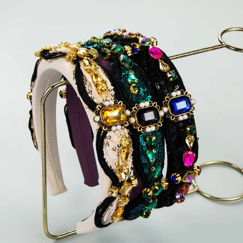 

Повязка на голову Heming со стразами, жемчужные украшения для волос, универсальная модная повязка в стиле барокко, высококачественная женская повязка для банкетов.