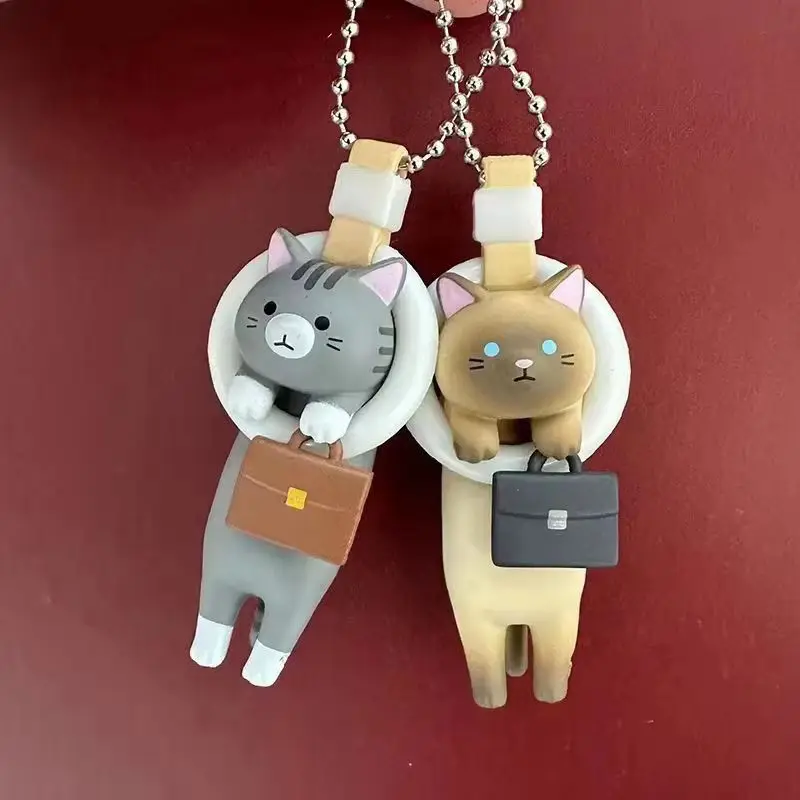 Chaveiro de Figura de Ação de Gato Kawaii Anime com Anel Pendurável, Caixa Surpresa, Pingente para Mochila e Bolsa de Uso Diário, Brinquedos Cápsula, 