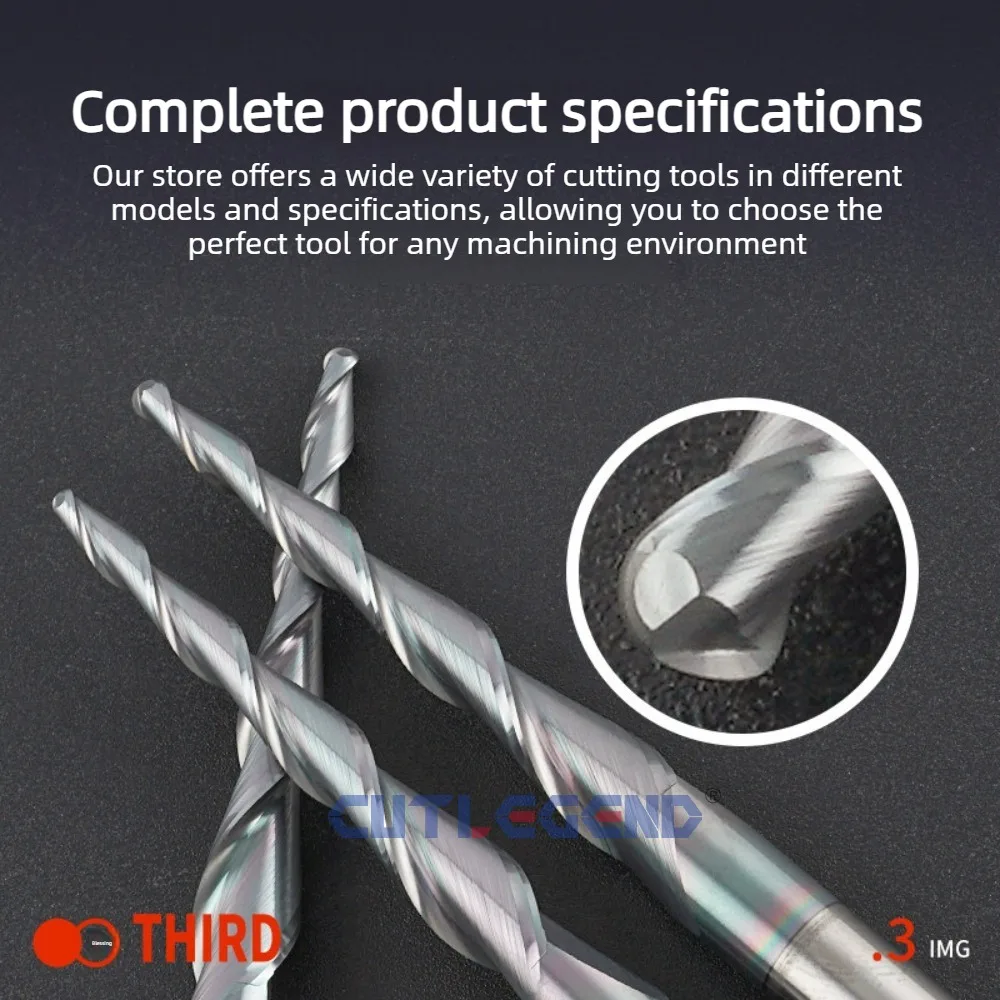 1 Stück Vollhartmetallbeschichteter Kegelkugelfräser CNC-Fräser für Holz und Metall, Schaftfräser R0.5-R2 – Detail 5