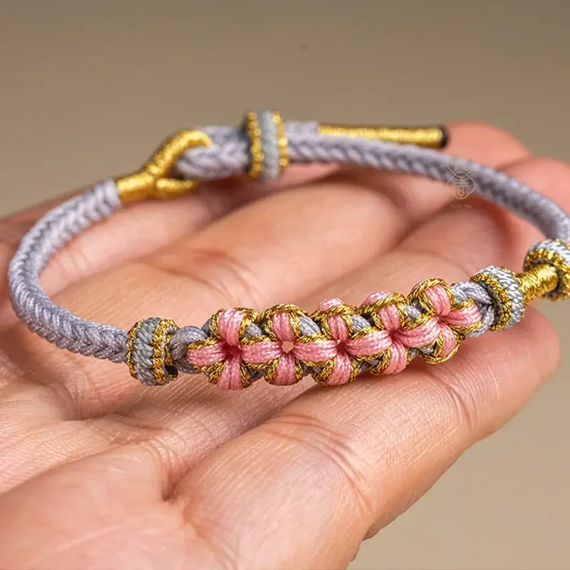 Peach Blossom Hand Rope Handstring Handwoven Semi-finished Products Wearing Transfer Bead Diy Accessories Couple Bracelet Gift