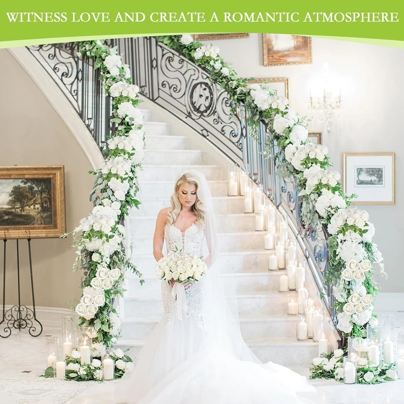 Vasos de flores artificiais de 50 peças, vasos de rosas falsas, acessórios para decoração de sala de casa, plantas de casamento, nupcial, quintal ao ar livre, atacado