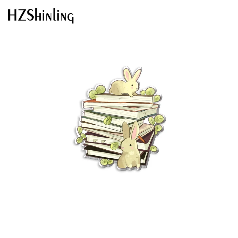 2023 New Old Books and Ferret Acrylic Lapel Pin Animal Love Reading Epoxy Butterfly Clasp Pin Handmade Butterfly Brooch