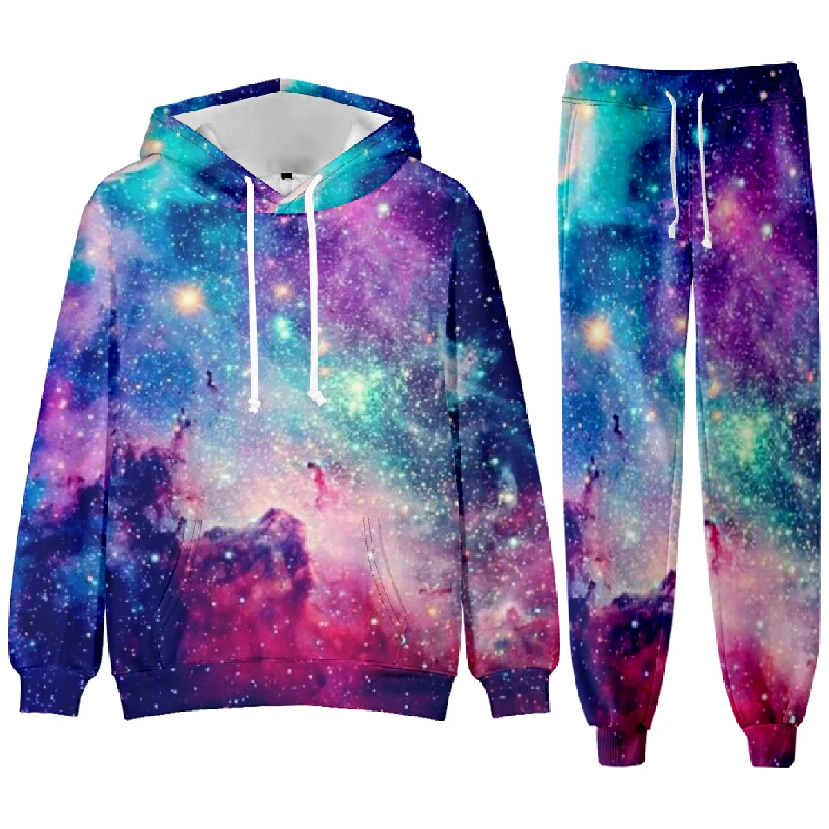 Starry Sky Colorful 3d Print Men's Tracksuit Sets Casual Hoodie And Pants 2pcs Sets Oversized Sweatshirt Fashion Streetwear Men