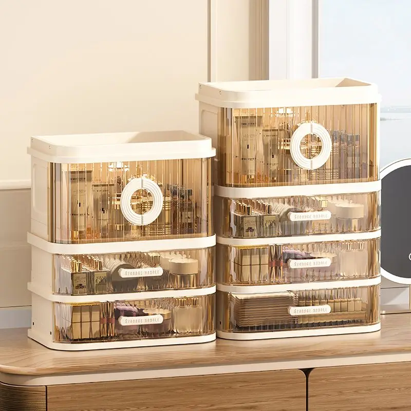 

1 pcs Folding storage box, cosmetics desktop dressing table, lipstick and skin care products, large-capacity storage rack