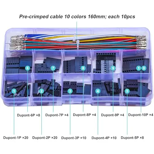 Dupont Mannelijk Naar Vrouwelijk 2.54Mm Met 22awg Kabel, Enkele Rij 2.5Mm Pitch 1/2/3/4/5/6/7/8/9/10pin Behuizing (DU-MF-1-10P)