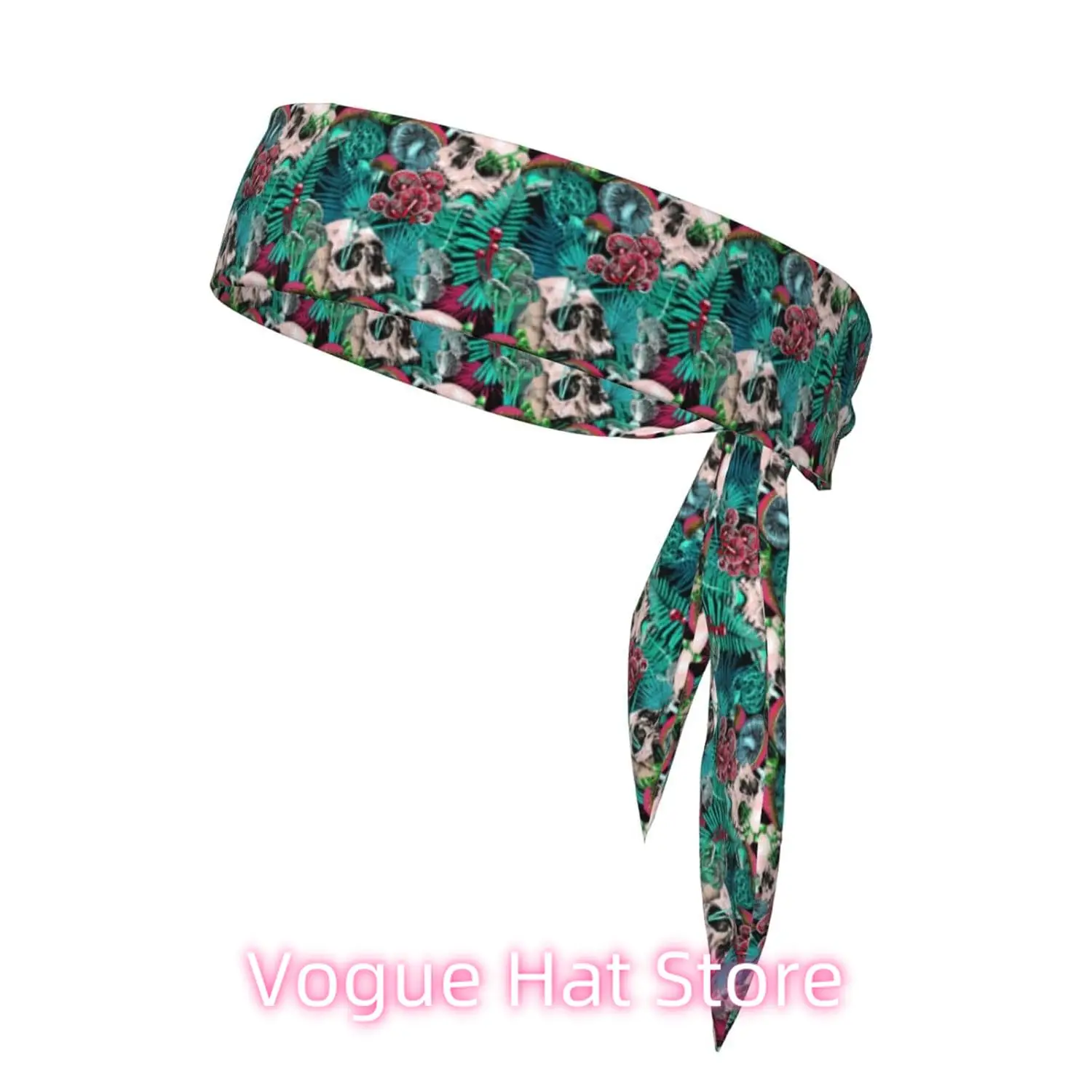 

green leaf trippy mushroom eye skull Tie Headbands for Men Women Sports Hair Band Bandana Sports Headbands
