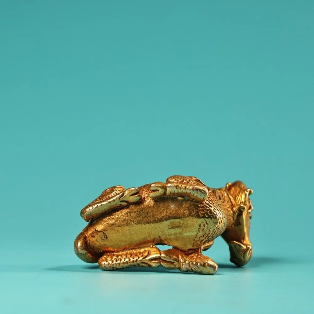 A Rare Antique: A Small Gilded Metal Sheep with High Relief Chiseled Design