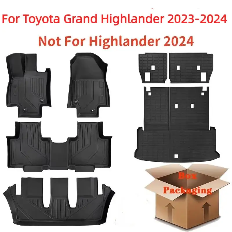 

Всепогодные коврики из ТПЭ для Toyota Grand Highlander 2024, противоскользящий водонепроницаемый коврик в багажник с ковриком на спинку (только LHD)