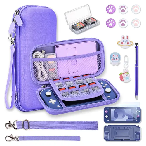Switch Lite Bolso Morado Con Correa Para El Hombro 17 En 1