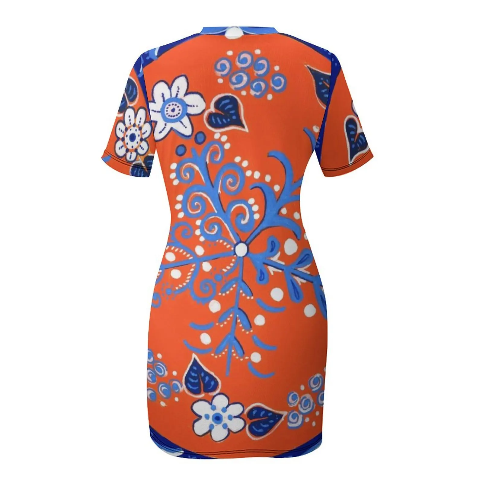 Robe à manches courtes orange et bleu véritable pour femmes, robes de mariée élégantes, robes de soirée, vente