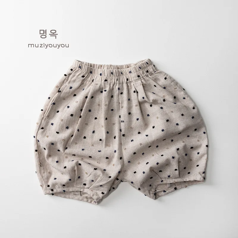 

2025 Summer New Children Loose Plaid Shorts Thin Cotton Boys Girls Polka Dot Shorts Baby Versatile Casua Shorts Kids Clothes