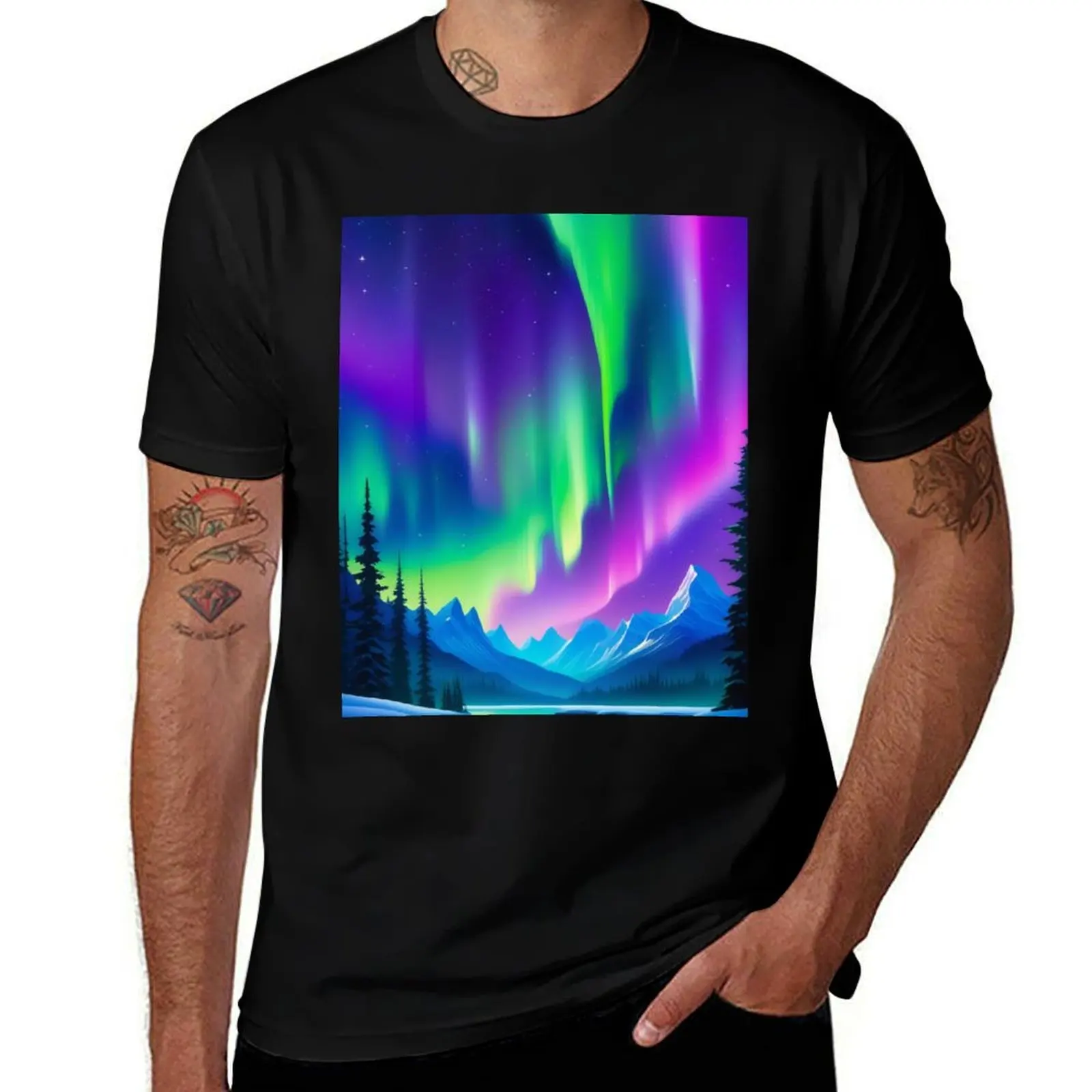 

Aurora, The Northern lights T-Shirt oversizeds anime clothes t shirt men