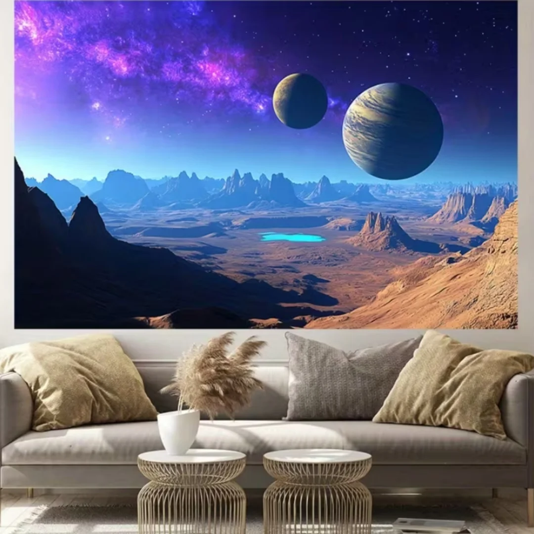 Planet Outer Space Theme Galaxy Background Solar System Poster Banner Art Painting Room Home Decor Studio Photography Backdrop